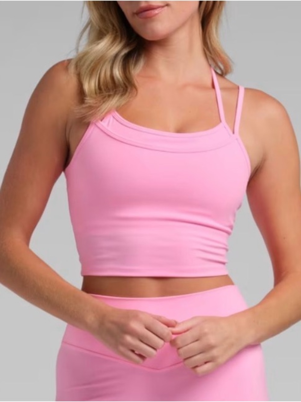 NWT Comfrt Core - Double Layer Crop Tank - Pink Size L Activewear Shelf Bra